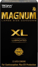 TROJAN Lubricated Magnum Condoms XL Large Size - 12 Count