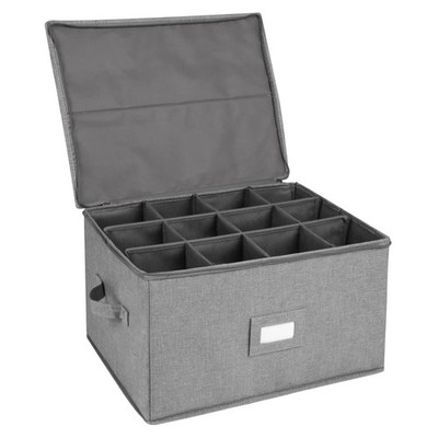 popoly Stemware Storage Cases, Wine Glass 17''L x 13'' W x 10''H, Light Gray 