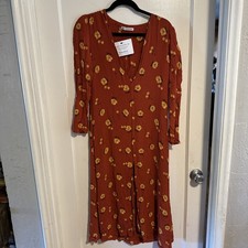 Reformation size large Hailey Joy floral midi maxi wrap dress red NO BELT TIE