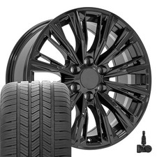 84638161 Gloss Black 20 Inch Wheels Goodyear Tires Fit Cadillac Gmc Chevy