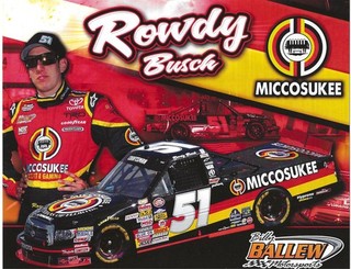 2008 KYLE "ROWDY" BUSCH #51 NASCAR CRAFTSMAN TRUCK SERIES "MICCOSUKEE" POSTCARD