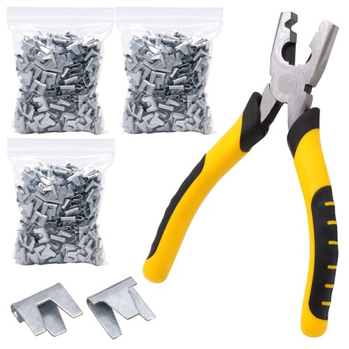 900pcs Rabbit Chicken Wire Cage Clips with Fence Pliers Hog Rings and Pliers ...