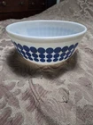 Pyrex Vintage Blue Dot Polka MCM 2.5 Quart Nesting Mixing Bowl Milk Glass