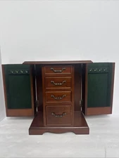 Vintage Bombay Company Mahogany Wood Jewelry Highboy Armoire Chest Box 1997