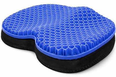 ComforTec Blue Gel TPU Seat Cushion   Large Contoured Honeycomb Cooling Gel C...