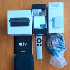 Apple TV Black Media Streaming Box Complete. IPod USB Power Adapter.