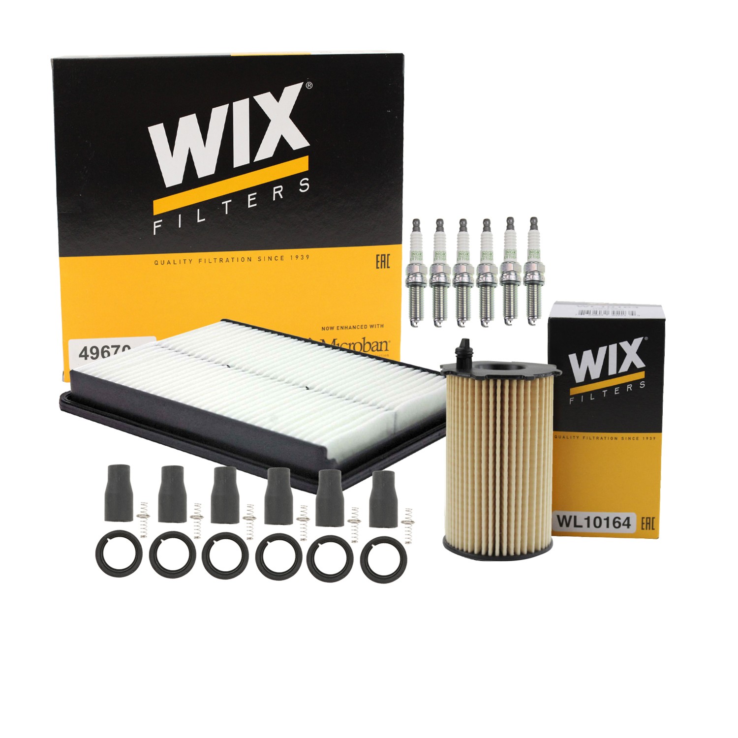 Wix Tune Up Kit NGK 6 Spark Plugs  Coil Boots Kit for Santa Fe Sorento 3.3L V6