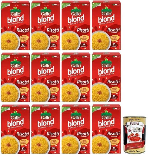 12X Gallo Riso Blond Risotti 100% Italienischer Reis 1Kg+Polpa-image