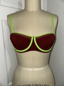 Parade Bra Women's 34C Recycled Nylon Underwire Maroon And Lime Green