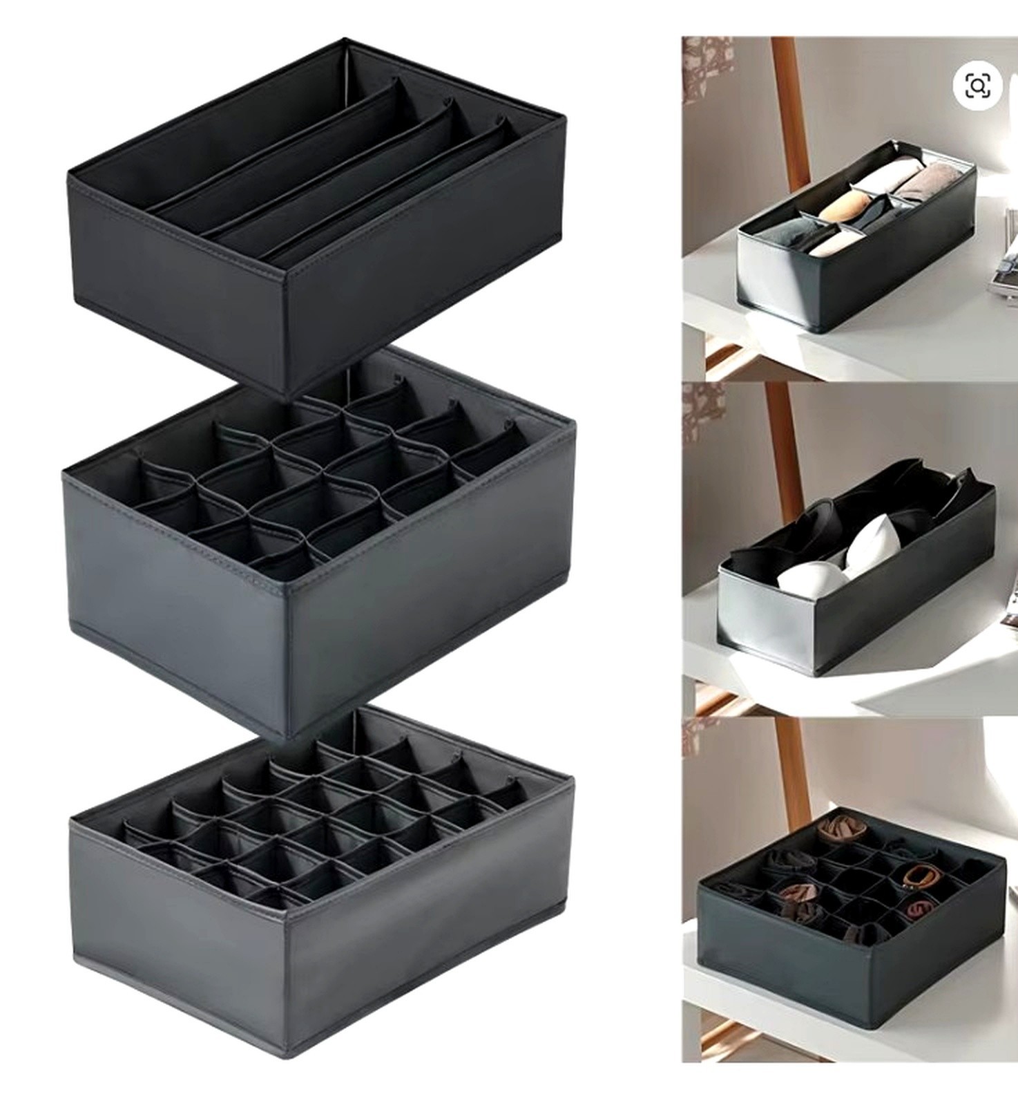 Boîte rangement tiroir sous-vêtements chaussettes lot de 3 séparateurs de placard en tissu