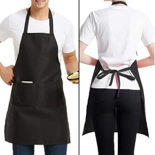 Black Chef Apron Kitchen Waterproof Pocket Cooking Catering Butcher Unisex Gowns