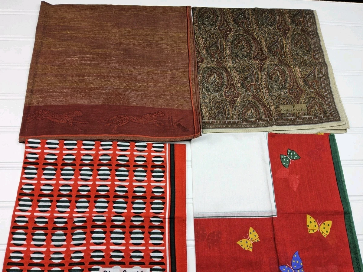 Handkerchief Lot Of 6 Pocket Square Bandana Pierre Cardin Hanae Mori Aujard