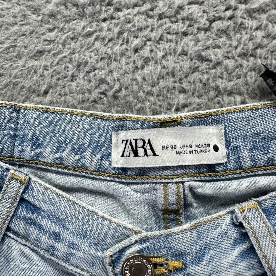 Zara Jeans Womens Size 8 Blue The Pax Culotte Cotton High Rise Wide Leg Fit - Image 4 of 4