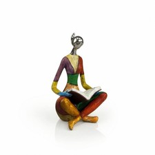 Leser-Figur k&uuml;nstlerisch Skulptur mit Buch modern f&uuml;r B&uuml;cherregal, Wohnzimmer