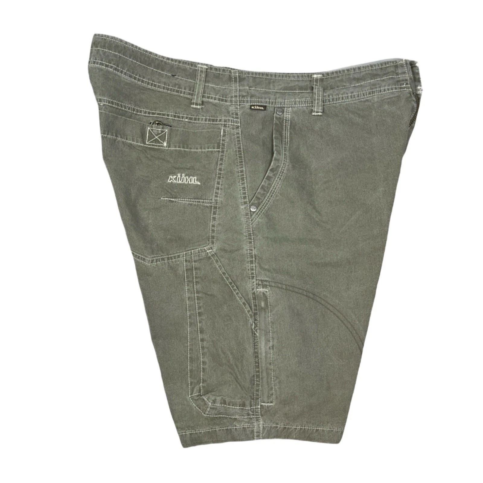 Kuhl Mens Vintage Patina Dye Hiking Outdoor Olive Gray Distressed Shorts 34
