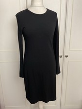 Ischiko Jumper Wool Blend Dress Size UK 14 Fits 12 Black Knit Knee Length *flaw