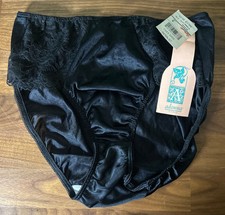 Vintage J.C.Penney Adonna Nylon Panties Second Skin Sz 6 Black Shiny Lace Hi Cut