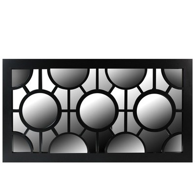 Northlight 25.5'' Jet Black Circular Lattice Rectangular Wall Mirror