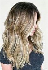 Human Hair New Fashion Charm Women's Golden Brown Wavy Wigs 20 In