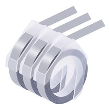 3PK 3D Embossing Tape 520104 For DYMO Xpress Label Maker 9mm 3m White on Silver
