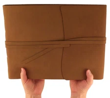 Large Rustic Genuine Leather Photo Album with Gift Box - Scrapbook Style Page...