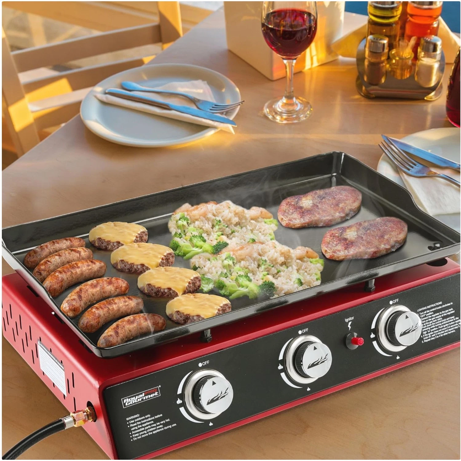 Portable Outdoor Propane Griddle - 25,500 BTUs