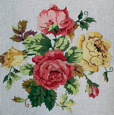 FLORAL ROSES Lisa Appelazzo Hand Painted Needlepoint Canvas 13 Mesh