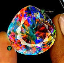 Certified 91 Ct Natural Rainbow Color Pear Cut Mystic Topaz Loose Gemstone