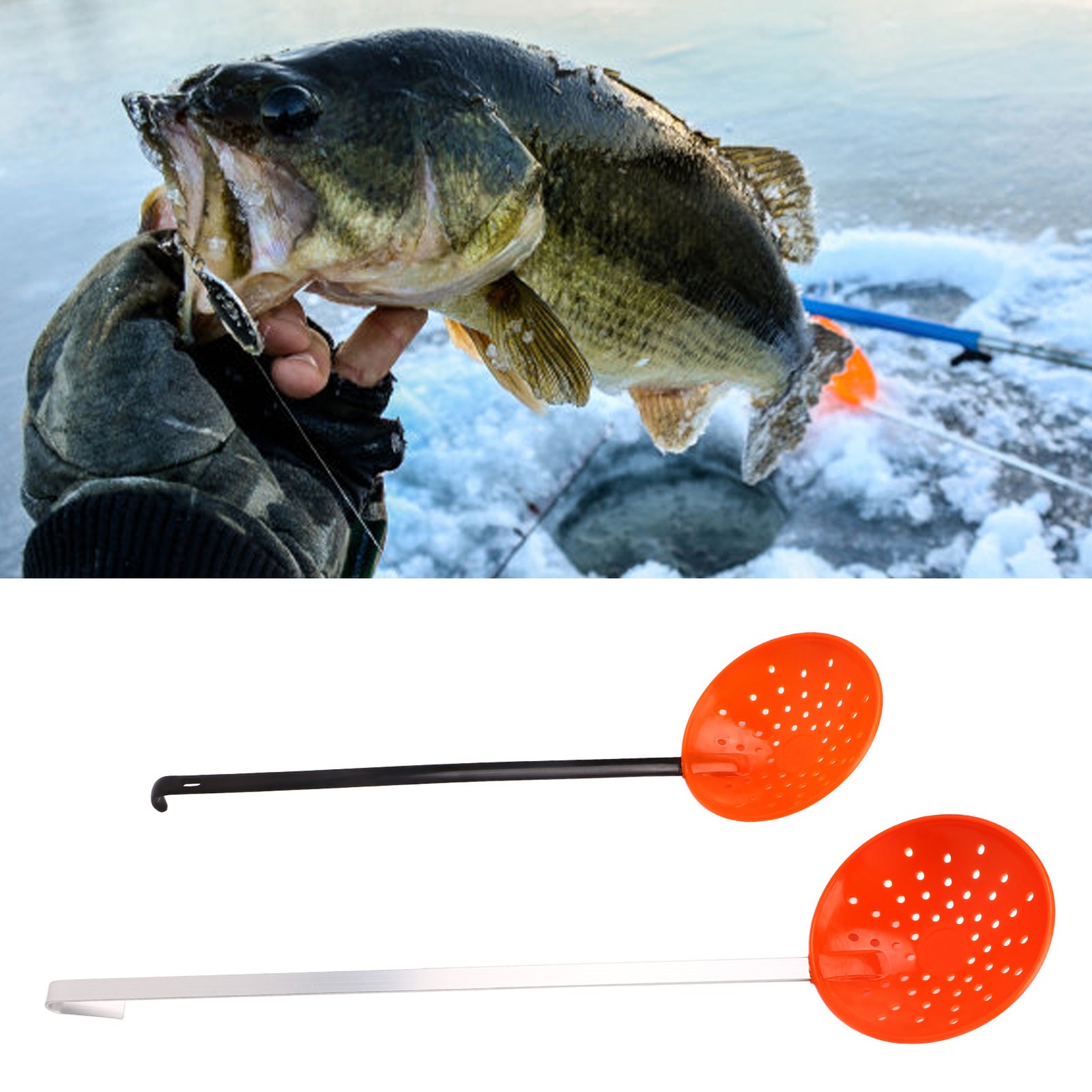 2pcs Ice Fishing Ladles Rapid Filtering Strainer Scoop With Plastic And Alum EC
