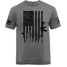 Gun Flag 2nd Amendment Veteran Military Patriotic US Flag T-shirt