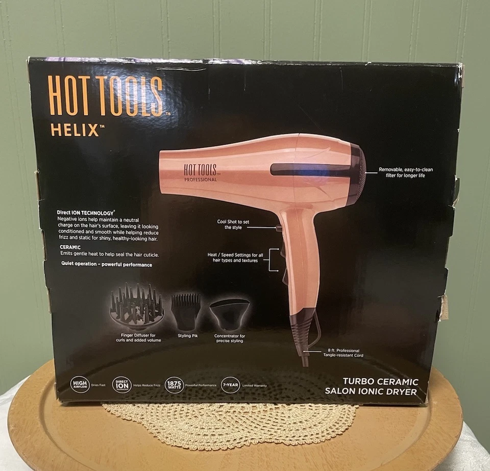 Secadora turbo iónica Hot Tools Professional 1875W rendimiento silencioso, 1043BL Foto 2 de 4