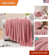 Fleece Throw Blanket for Couch   3D Ribbed Jacquard Soft and Warm Decorative ...