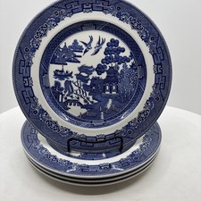 JOHNSON BROTHERS WILLOW BLUE 4 DINNER PLATES  10”ENGLAND