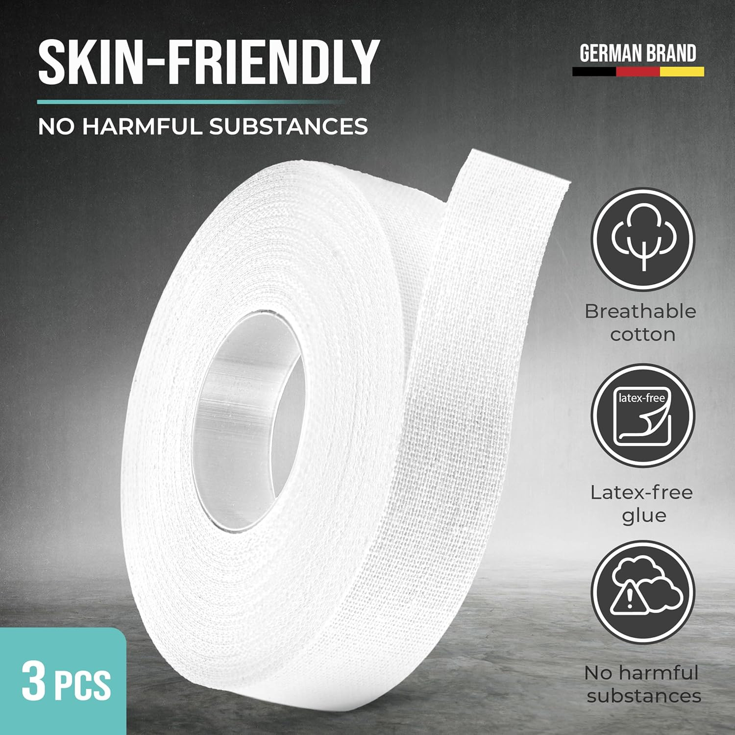 Finger Tape Sports Extra Strong Adhesive, 3 Rolls Athletic Tape for Fingers, Ski