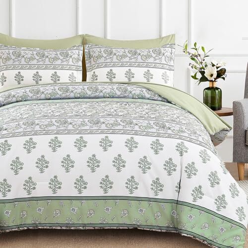 Comforter Set Size,Striped Bed in A Bag,7 Pieces Soft Queen Sage Green-image