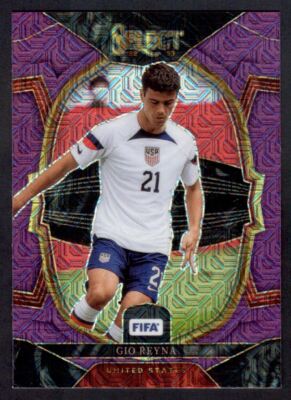 2022 -23 Panini FIFA SELECT Purple Mojo Prizm Gio Reyna United States #62