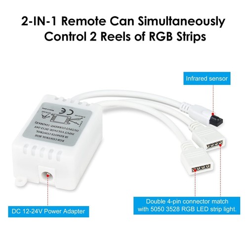 24-44 Key IR Remote Controller Box AC / DC 12V For LED RGB 3528 5050 Light Strip - Picture 5 of 14