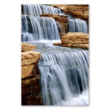 Postereck 0249 Poster Leinwand Wasserfall,  Kaskade Braun Wasser Natur Terrasse