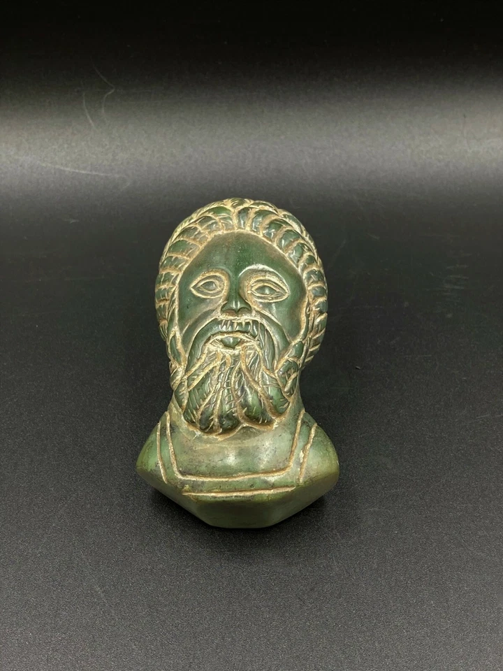 Antigua figura antigua de medio cuerpo humano aventurina hermosa rara arte vintage Foto 2 de 4