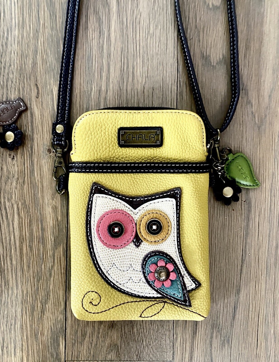 Chala Owl Cellphone Crossbody Bag – Mustard Yellow, Convertible Strap, Fun & Functional Small Purse - View #6