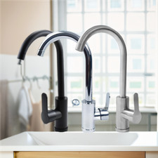 Stainless Steels Kitchen Sink Faucet Black Single Handle Mixer Tap w G16/9" Hose