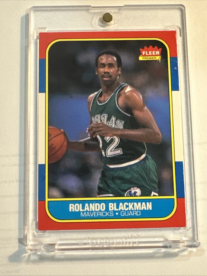 Tarjeta de novato Rolando Blackman 1986 Fleer #11 Dallas Mavericks 100 % auténtica Foto 2 de 4