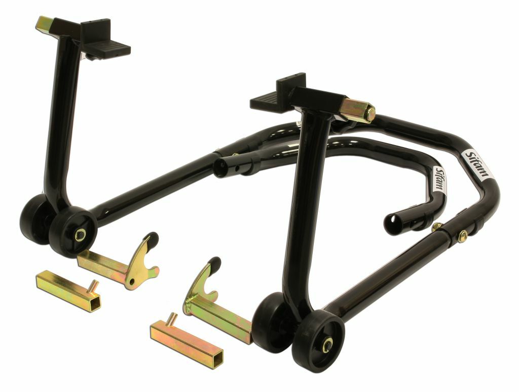 Béquille d'atelier lève moto avant et arrière Premium en acier noir