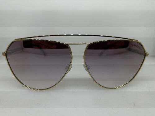 Authentic Tom Ford 681 28Z Binx Gold Metal Aviator Sunglasses Brown Gradient - Picture 1 of 3