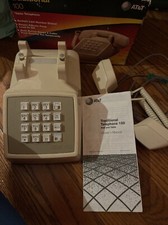 Vintage AT T  Ivory  100 Push Button Corded Landline Desk Phone Untested