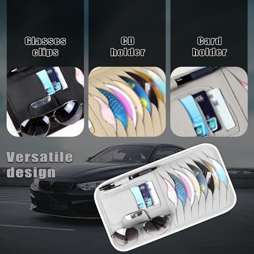 1 PC Leather Car CD Holder, Sun Visor Organizer Pocket with CD Disc