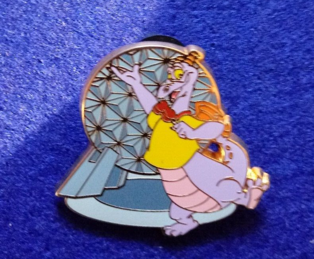 Disney Figment with Spaceship Earth eating a mickey ice cream 2010 Pin/pins Disney Figment with Spaceship Earth eating a mickey ice cream 2010 Pin/pins