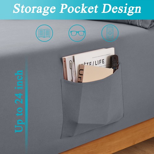 Extra Deep Pocket Twin Fitted Sheet Only - Fits Up to 24 Inch Mattress - Luxu... - Picture 3 of 7