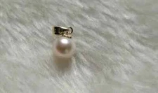 AAA++ 6-5mm Gorgeous real natural Akoya white round pearl pendant 18k