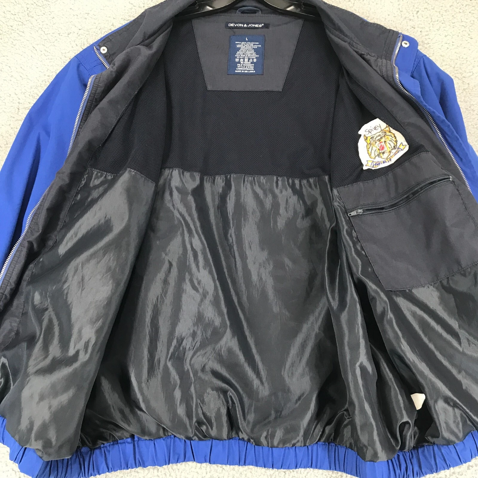Devon & Jones Windbreaker Jacket Size L Mock Neck Pockets Full Zip Blue - product detail image 4